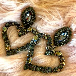 🆕Shiny black rhinestone hearted earrings